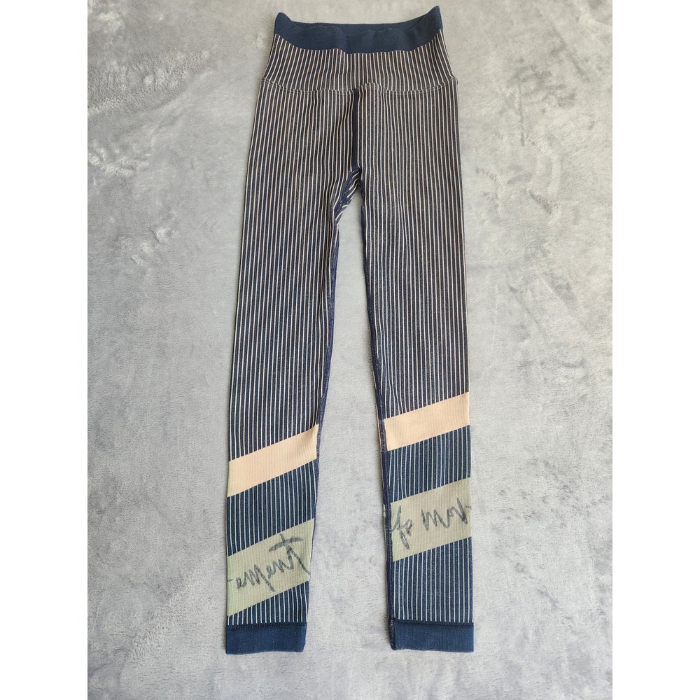 New FP Movement X Hatch Navy Blue Striped Leggings XS / S Pants Free People NWOT